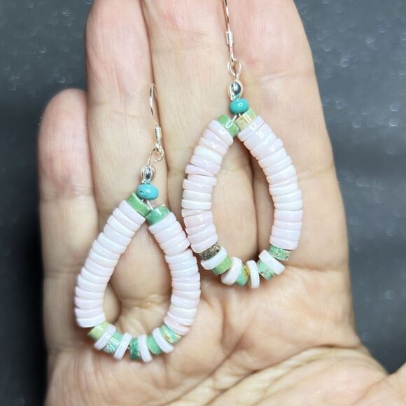 Mermaid Vibes Genuine Gemstone Beaded Teardrop Earrings β Silver & Handmade - Picture 7 of 7